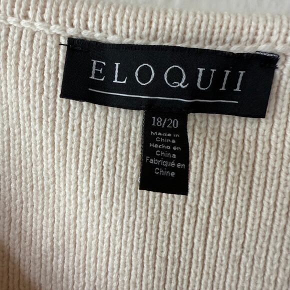 Eloquii size 18 Cream Knit Cotton Blend Buttondown vest with gold buttons - Picture 2 of 11